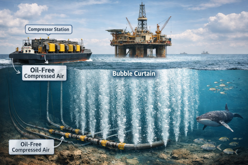 underwater noise protection system สำหรับงานก่อสร้างนอกชายฝั่ง
